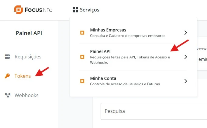 Geração dos tokens