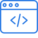 Icone de um computador com chaves de programação